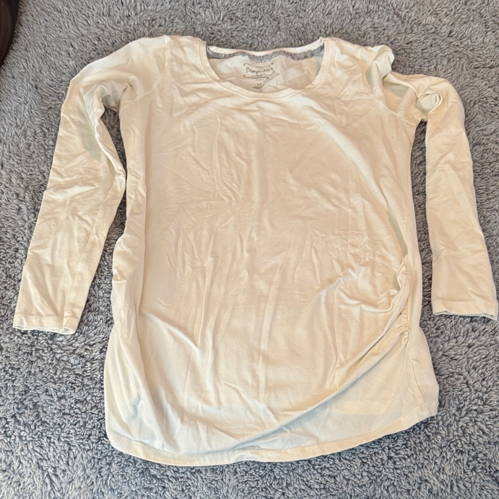 Motherhood White Scoop Neck Long Sleeve Maternity Top